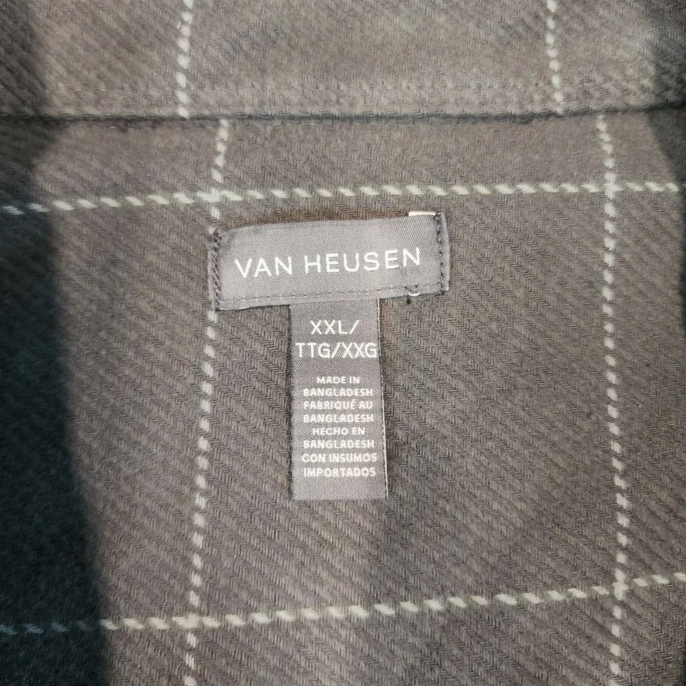 Van Heusen Shacket Men XXL Flannel Windowpane Plaid Long Sleeve Shirt Jacket NWT